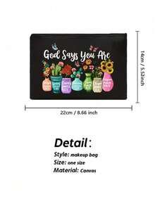1个励志基督教化妆包 | “上帝说你是独一无二的”宗教化妆包，印有花卉圣经经文 | 拉链便携多功能旅行收纳包 | 多色可选 | 适合日常/旅行/校园使用 | 适用于日常使用、旅行、度假、商务出行、通勤和校园生活 | 节日/圣诞节/情人节/周年纪念日送给女性的完美礼物 - 彩色 - 查看 10