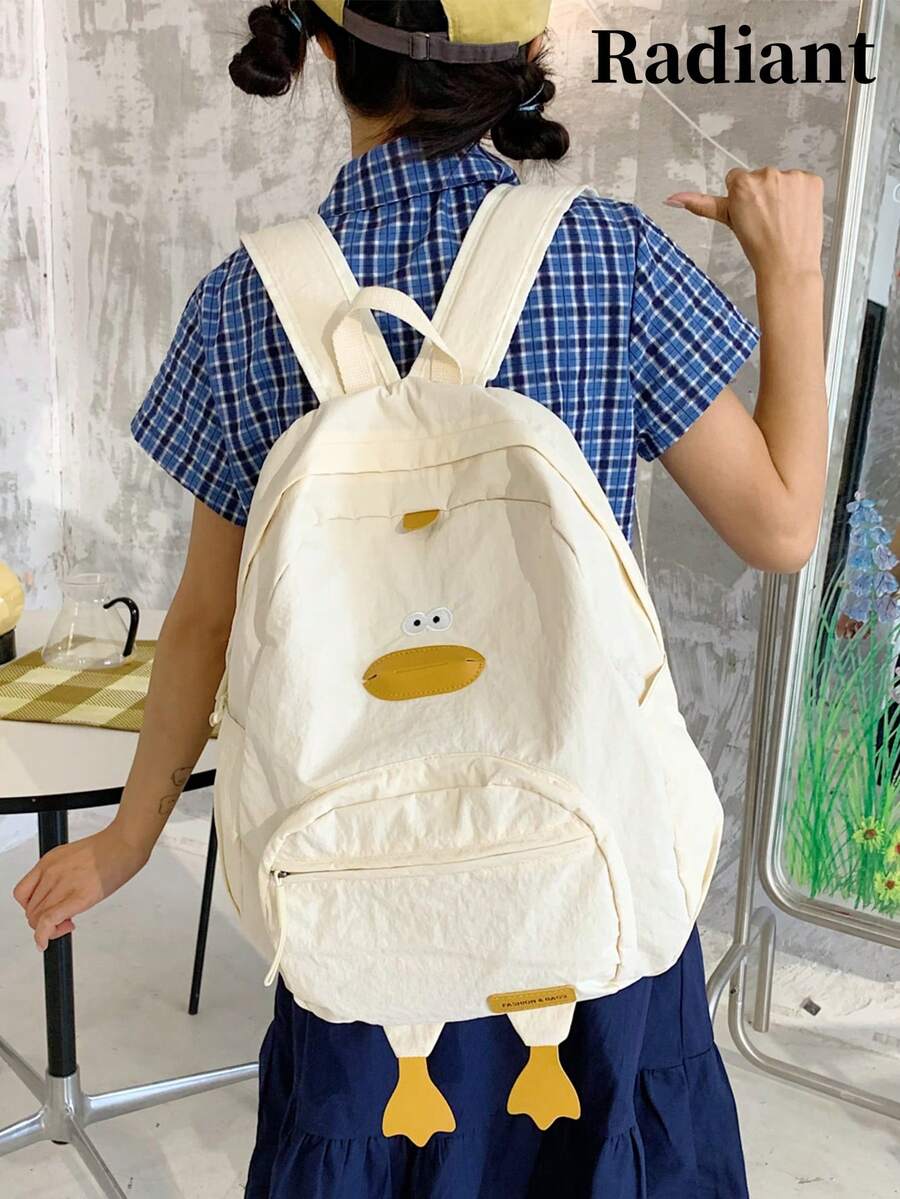 2026 Spring/Summer High-Performance Student Backpack - Minimalist Design, Large Capacity, Duck Pattern Decor - Middle School Backpack