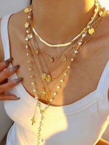 Bộ dây chuyền mặt dây chuyền đính đá lấp lánh kiểu đồng xu cổ điển, sang trọng, gồm 25 mặt dây chuyền hình thánh giá, ngôi sao, mặt trăng, hoa, mặt trời, trái tim, quả anh đào, giọt nước, vỏ sò, tua rua, hình chữ Y, kiểu vòng cổ ôm sát cổ, phù hợp cho nữ, dịp lễ, tiệc tùng, đeo hàng ngày, kỷ niệm, quà tặng ngày Valentine (mặt dây chuyền ngẫu nhiên). - Nhiều màu - Xem 2