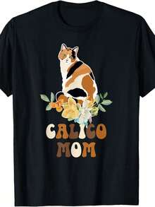 Calico Cat Mom Flowers Calico Cat Owner Calico Cat T-Shirt Hoodie - Black - View 1