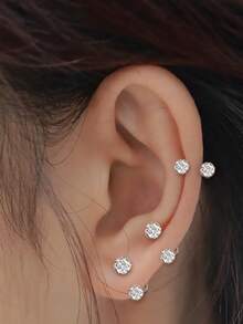 3pcs Full Rhinestone Horseshoe, Shamballa Ball, Nose Ring, Lip Ring, Earring, Body Piercing Soft Clay Rhinestone Jewelry - 3 White Ones - View 7