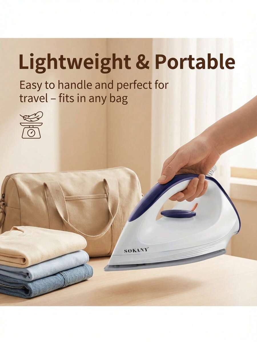 Ferro Elétrico Doméstico SOKANY 119, Controle de Temperatura Ajustável, Base Antiaderente, Proteção de Segurança Contra Superaquecimento, Adequado para Passar Roupas de Todos os Tecidos, Ferros de Passar, Necessidades de Viagem, Ferros Compactos, Ferros Leves - Branco - Visão 1