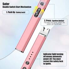 LcFun 2 Pack Candle Lighter USB Rechargeable Plasma Lighter With Safety Lock, Windproof Flameless Long Lighters Candle, Grill, BBQ, Camping, Gas Stoves (Black, Gold) - Black & Rose Gold - View 6