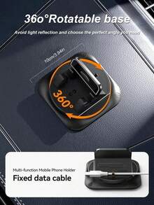1Pc 360° Rotating Dashboard Phone Mount, Nano Gel Base Enhanced Grip, Auto-Lock Clamp Heat Resistant, For Phones With/Without Cases - Phone Stand - View 3