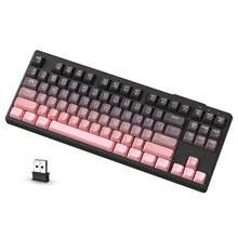 FREEWOLF M87 无线游戏键盘，机械手感，静音 RGB 背光，蓝牙/2.4GHz 双模连接，PBT 渐变键帽，符合人体工学设计，75% 紧凑型键盘，适用于 Windows/PC 系统 - 彩色 - 查看 9