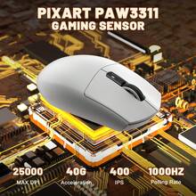 ATTACK SHARK G3 三模无线游戏鼠标，PAW3311 传感器，25000 DPI，59 克轻量化设计，5 个可编程按键，500mAh 电池续航 - 彩色 - 查看 5