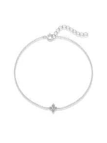 EleRunis 1 PC 925 Sterling Silver Classic Four Leaf Clover Charm Bracelet 18K Gold Plated For Daily Wear Party Happy Fine Jewelry Wedding Engagement Bridal Jewelry - Silver - View 7