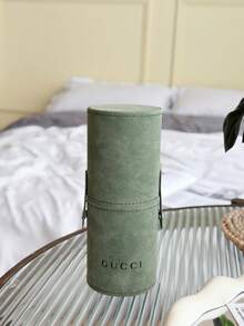 Gucci Vintage Green Cylindrical Makeup Brush Set, 1 Set Includes 8PCS Professional Makeup Brushes With Round Waterproof & Dustproof Storage Canister, Classic Retro Design Brush Holder And Handles, Full Face Makeup Brush Kit For Powder, Blush, Eyeshadow, Daily Use, Travel, Gift Use - Dark Green - View 5