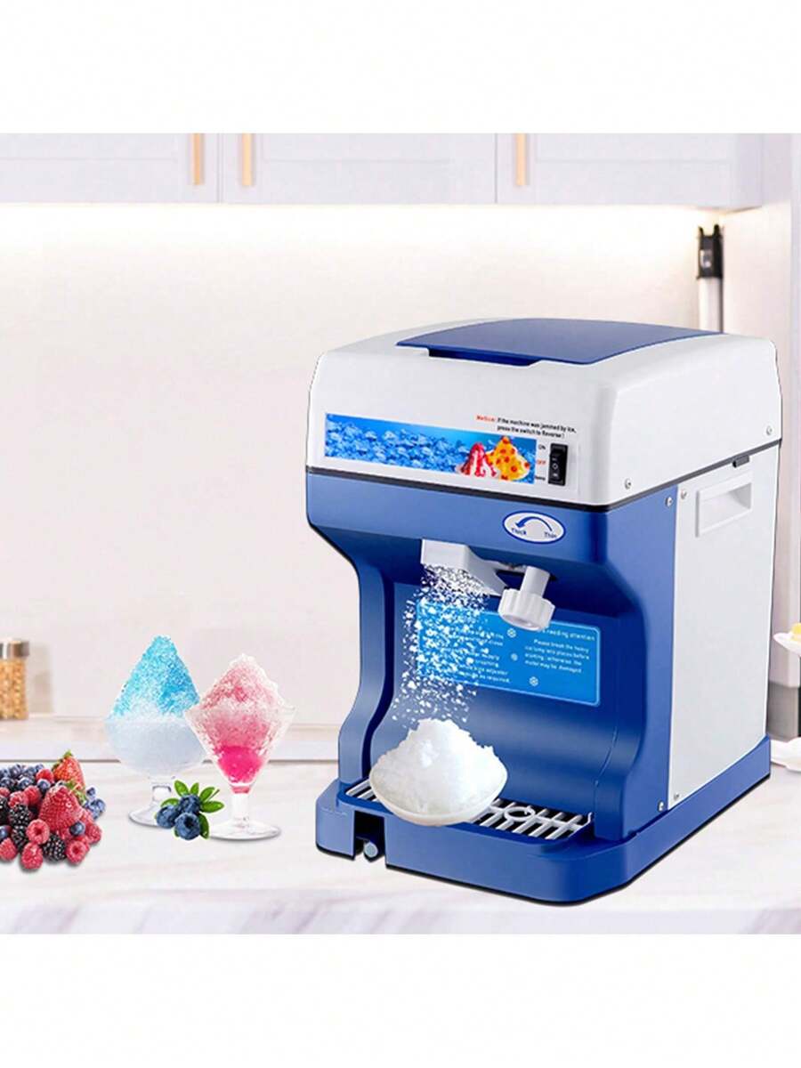 110V Electric Shaved Ice Machine 250W Snow Cone Maker Tabletop With Adjustable Ice Texture, Ice Shaving Machine 265LBs/Hr For Home And Commerical Use - 藍色 - 查看 1