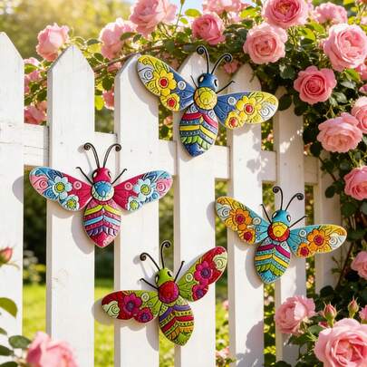 4pcs Colorful Acrylic Bee Wall Decor, Suitable For Fence, Yard, Farm, Durable Acrylic Bee & Floral Decor, Bee Decoration, Garden Decor, Fence Decor, Yard Decor, Floral Design, Decorative Bees, Handmade Appearance, Outdoor Wall Art, Gardening Enthusiasts, Outdoor Decor Lovers, Outdoor Decor, Rustic Style, Garden Party Decoration