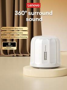 Lenovo 联想HD107蓝牙音箱，无线桌面便携式播放器，环绕声升级，蓝牙6.0，车载、露营、户外适用，带低音炮，无线小型音箱，兼容智能手机、笔记本电脑 - 白色 - 查看 12