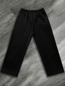 男士骷髅印花抽绳腰弹力休闲运动裤，时尚印花设计，适合海滩、通勤、运动等户外活动，宽松直筒裤型，适合春、夏、秋、冬四季穿着，街头风格，适合作为送给男友/老公的礼物，周年纪念礼物。 - 黑色 - 查看 3