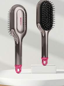 Cushion Hair Brush, Scalp Massage Brush For Women's Long Hair, Anti-Static Curling & Volumizing Paddle Brush, Home Use Styling Tool - Black-1pc - View 4