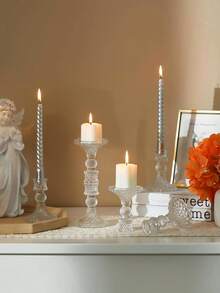 1件/3件套玻璃烛台，复古彩色烛台，适用于餐桌装饰、新娘送礼会、浪漫约会之夜、茶室、精品酒店、婚礼、节日派对、客厅壁炉等场合。 - 均碼 - 查看 9