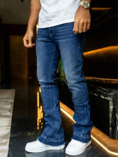 Men's Slim Fit Stretch Distressed Jeans, Casual Street Style, Suitable For All Seasons