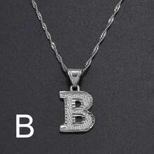 1件银色女士A-Z大写字母吊坠项链，约会、派对、婚礼的奢华珠宝礼物 - 銀色 - 查看 35