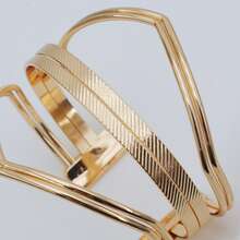 Women's Wide And Elegant Geometric Bracelet, Plated In 18K Gold Or 925 Silver. - Vàng - Xem 5