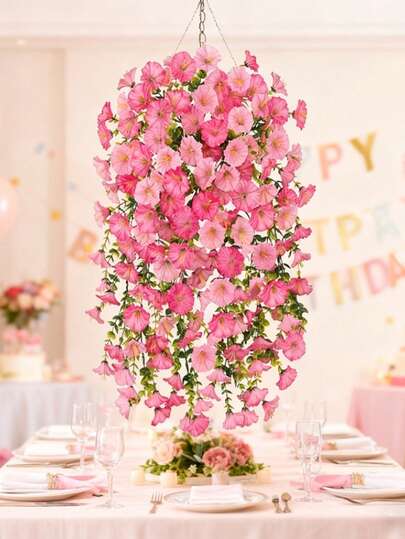 2pcs Artificial Violet Hanging Flower Fake Plants, Silk Violet Flowers With Eucalyptus Leaves, UV-Resistant Realistic Hanging Plants For Home Decor, Wedding Party Indoor Outdoor Decoration, Valentine's Day Mother's Day Thanksgiving Christmas New Year Gift