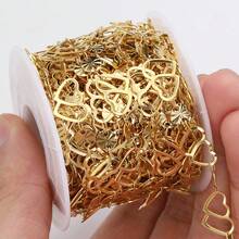 1m Stainless Steel Heart-Shaped Chain With Embossed Round Disc, Suitable For DIY Necklace, Bracelet And Jewelry Making - Chain - View 9