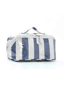 1 Piece Pvc Color-Block Striped Cosmetic Bag, Large Capacity Toiletry And Storage Bag For Women, Portable Travel Makeup Bag, Suitable For Daily Use, Business Trips, And Vacations. Make Up Organizer Toiletry Bag Makeup Storage Makeup Pouch Wash Bag Toiletry Travel Bag Vacation Essentials For Travel Gifts For Women - Multicolor - View 11
