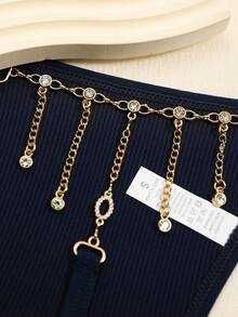 6pcs Rhinestone Chain Tassel Metal Decor Women Thong Panties - Multicolor - View 3