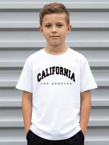 Camiseta de manga corta estampada para niños - suave, transpirable, camiseta de manga corta con cuello redondo, diseño de lata de soda vibrante, lavable a máquina, niños y niñas verano casual tops, tallas 110-150, camiseta de estampado de letras, moda divertida para niños, ropa cómoda para niños, camiseta de manga media para adolescentes - Blanco - Ver 7