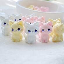 16个树脂混色蓝眼小猫摆件，彩色扁平背面雕像 - 适用于DIY剪贴簿、婚礼装饰和珠宝工艺 - 情人节、复活节和母亲节的理想礼物之选 - 彩色 - 查看 10