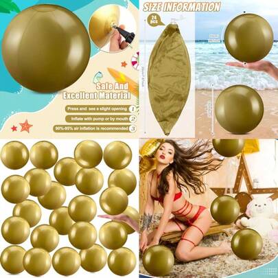 24 Pieces Inflatable Beach Ball 6 Inches Pool Floating Ball Under The Sea Party Decorations Bubble Ocean Summer Pool Toys Party Supplies VividGoldChildren's Growth Games, Fun And Joyful, Essential For Childhood