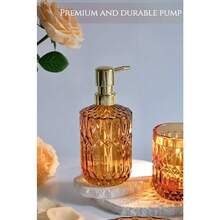 uego de accesos de baño LaMarriti Aer 5 piezas de conuntos de baño de d tranrente dispensador de n de manos nera uego de soporte para cepillos de dientes soporte para - Marrn mbar - Ver 2