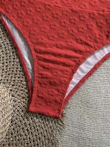 两件套印花可爱性感露背系带泳衣，红色，夏季海滩度假 - 紅色 - 查看 8