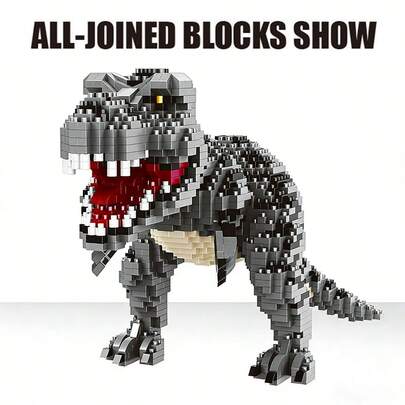 Dinosaur Themed Mini Building Blocks, Green Dinosaur Tyrannosaurus Rex, Jurassic Dinosaur Cartoon Puzzle, Dinosaur DIY 3D Assembly Creative And Educational Stress Relieving Building Block Model Decorations