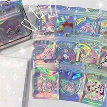 10/20/50/100pcs Holographic Iridescent Transparent Yin Yang Self-Sealing Bags, Cute Colorful Plastic Odor-Proof Zipper Foil Bags, Holographic Bags For Jewelry, Small Accessories, Electronics, Food Storage, Suitable For Personal Activities And Small Businesses - Silver - View 4
