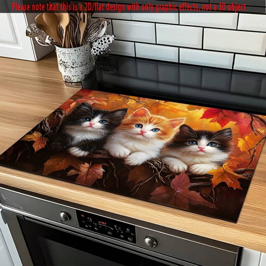 (Hàng hot!!!) Tấm lót bảo vệ bếp hình mèo, chống trầy xước và chịu nhiệt, phù hợp với bếp gốm - có thể dùng làm tấm phủ bếp, tấm phủ máy sấy và tấm phủ bàn ủi; trang trí nhà cửa. Món quà lý tưởng cho bạn bè hoặc các cặp đôi trong các bữa tiệc ngày lễ, dễ lau chùi, bề mặt chống trơn trượt, vật dụng cần thiết cho các bữa tiệc.