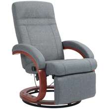 Reclining TV Chair With Relaxation Function, Wooden Armrests, Swivel And Tilt, Adjustable Backrest, Fabric, Grey - Grey - View 9