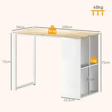Computer Desk With Storage Compartments, Modern Desk With Steel Frame, PC Table For Home Office, Study Or Small Room, 100 X 54 X 75 Cm, Oak - White - View 3