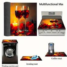 1pc Non-Slip Stove Protection Pad-Suitable For Electric Oven/Gas Stove, Multifunctional Washer/Dryer Pad And Mouse Pad, Rubber Material, Easy To Clean The Surface. - Multicolor - View 7