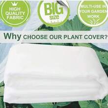 1 Piece Winter Outdoor Plant Anti-Freeze Covering Non-Woven Fabric 40gms, Reusable Garden Crops Thermal Insulation Anti-Freeze Blanket, Protects Trees In The Courtyard From Frost And Wind And Snow In Cold Weather, Beneficial To Moisturizing Nursery Of Garden Fruit Trees, Anti-Bird And Insect-Proof To Protect Vegetable Growth, Sun Protection In The Sun, White. - White - View 3
