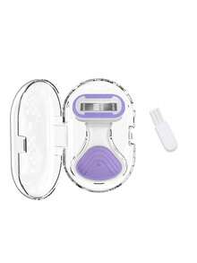 女士脱毛剃刀，适用于腋下、腿部和比基尼部位，便携式剃刀，紫色安全手动剃刀，女士比基尼手动安全剃刀刀片脱毛剃须/5层刀片，不锈钢刀片可更换紫色剃刀头，女孩礼物旅行必备，适合外出 - 彩色 - 查看 13