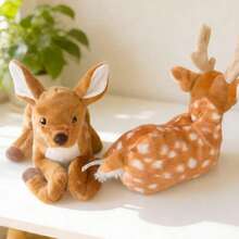 Lying-Down Deer Plush Toy, Soft And Fluffy Stuffed Animal, Suitable For Room Decoration, Car Interior Decoration, Children's Birthday Gift, Valentine's Day Gift, Mother's Day Gift. - 彩色 - 查看 3