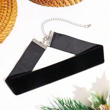 1.6cm 20pcs Royal Blue Velvet Chokers Vintage Necklace For Women With Extension (XL-1002-5)-3730 - 2.54公分-12個-黑色 - 查看 4