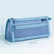 Transparent Mesh Pencil Case, Large Capacity Stationery Box With Double Layer Design For Students, Exams - Multicolor - View 9