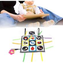 Libro Suave, Libro de Tela Infantil de Alto Contraste en Y Negro con Mordedor de Espejo, Juguete Educativo, de Cumpleaños(Transporte),40964616 - Celeste - Ver 5