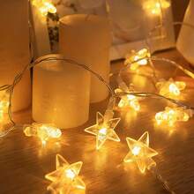 1pc Eid Mubarak Bubble Star String Lights - Battery Powered LED Hanging Lamp, Suitable For Home Holiday Party Decoration