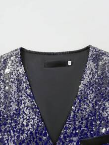Gradient Sequin Vest For Men, Nightclub Bar Front Desk Performance Costume - Blue - View 4