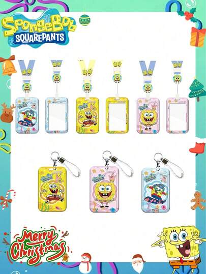SpongeBob SquarePants 2/4/6个海绵宝宝卡套，可用于地铁、校园、公交、餐卡、市民卡、门禁卡、接送卡、工作证、挂绳、硬壳、通行证、标签等，是与好友欢聚的最佳节日氛围装饰，也是完美的派对装饰、家居装饰品和房间装饰。