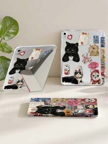 猫咪图案平板电脑保护套,兼容苹果Air 11英寸M3(2025款)/M2(2024款)、Air第五代(2022款)、(A16)11英寸第十一代(2025款),也兼容三星Galaxy Tab平板电脑和Kindle Paperwhite第十二代(2024款)。透明背壳,时尚图案保护套,支持自动睡眠/唤醒功能,配备气囊保护,适合作为礼物或办公用品。 - 彩色 - 查看 7