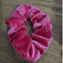 1个超大号丝绒发圈，欧美韩风超大号丝绒发圈，柔软丝绒超大号发饰，发绳，扎马尾辫发圈 - 酒紅色 - 查看 5