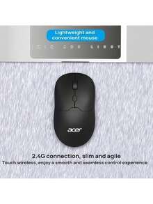 Acer Ratón de oficina silencioso inalámbrico OMR930: batería de larga duración, delgado y portátil, posicionamiento preciso de 2400 DPI, diseño ergonómico antideslizante, conexión estable. - Negro - Ver 2