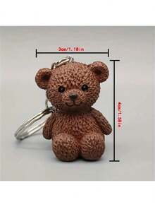 1 st söt sittande nallebjörn docka nyckelring, hänge, prydnad, kreativ tecknad djurberlock, studentryggsäckstillbehör, födelsedagspresent unisex - Multifärgad - Visa 4