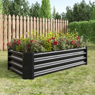 Raised Metal Flower Beds, Sturdy Sheet Steel Design, Rust-Resistant And Durable Raised Garden Flower Beds, Bottomless Raised Flower Bed Kit, Ideal For Vegetables, Herbs And Flowers.